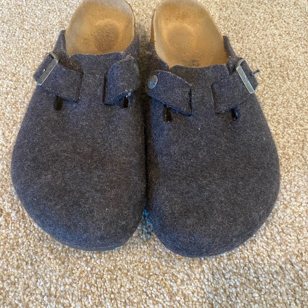 Birkenstock mule clogs wool dark gray slip on men’s 9 (42).   5h